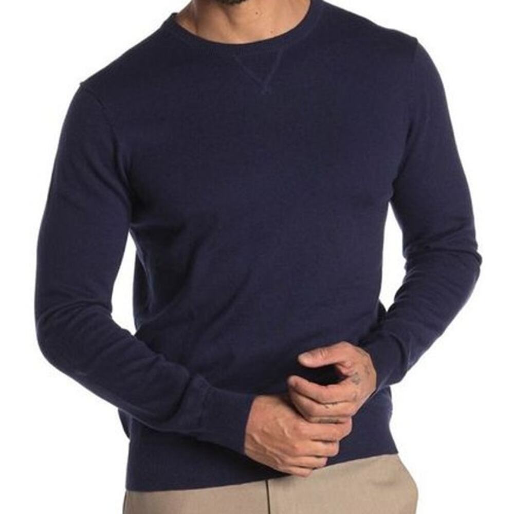 Wallin & Bros Classic Crew Neck Sweater Men's L Navy Blue NWOT